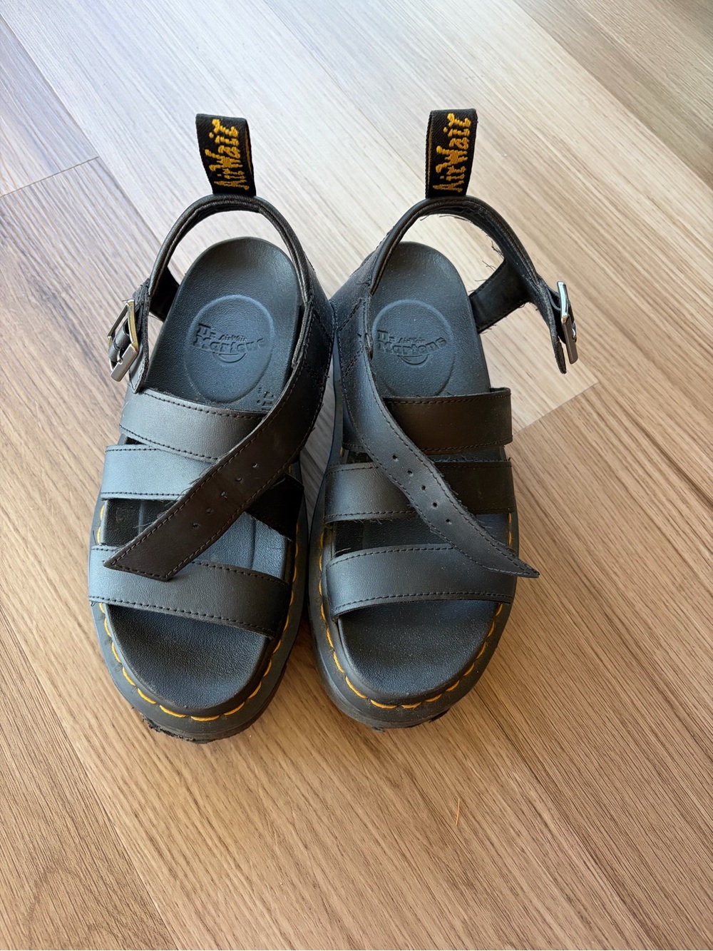 Dr. Martens Black Leather Platform Sandals